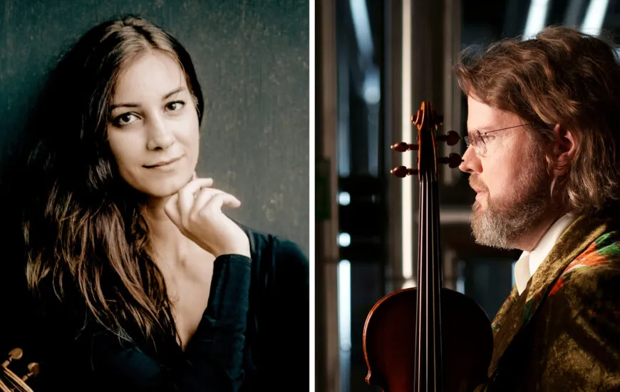 Foto Prof. Muriel Razavi (Viola) und Prof. Alexander Janiczek (Violine)
